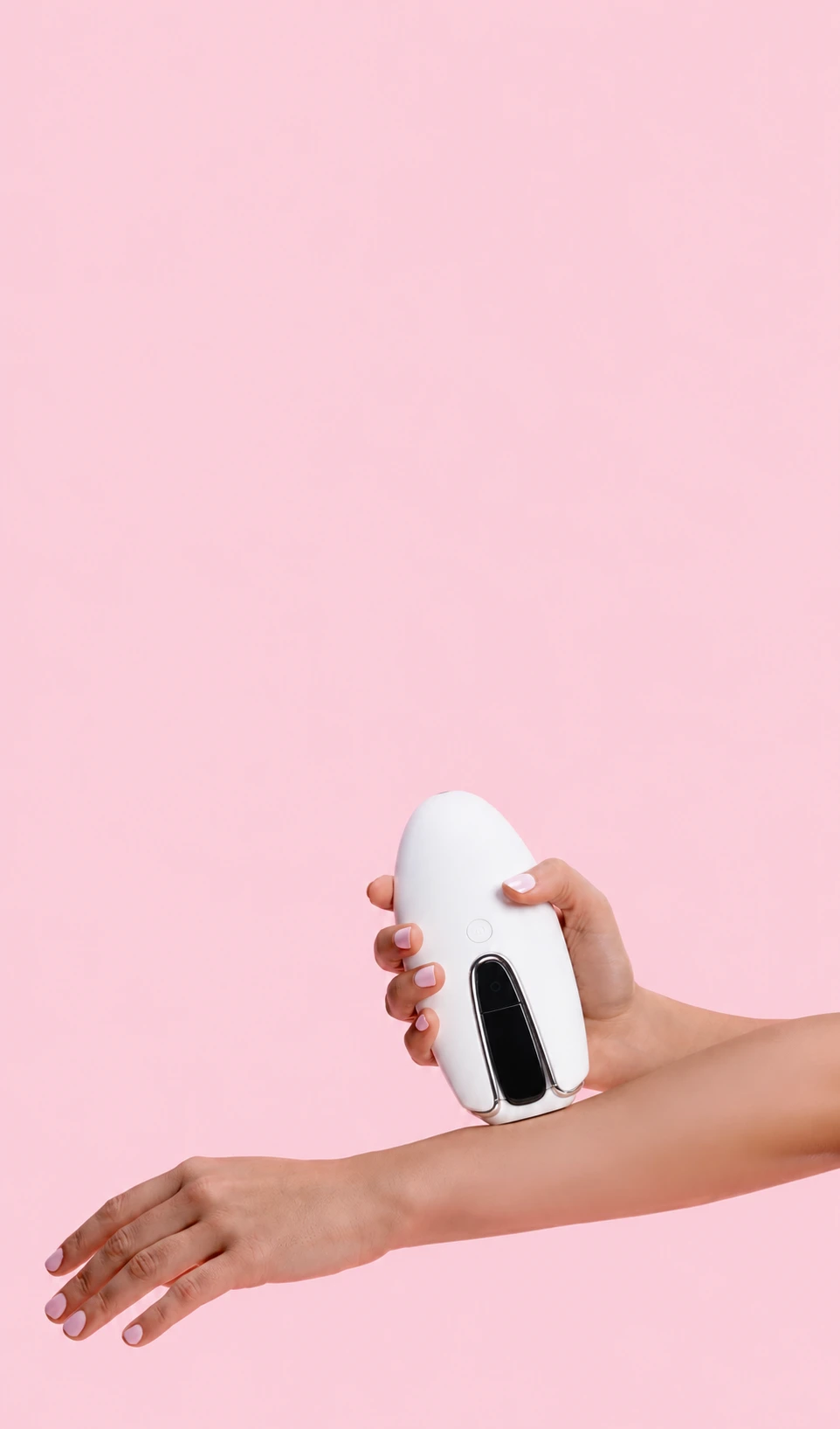 Model proudly showing her smooth, glowing and soft skin